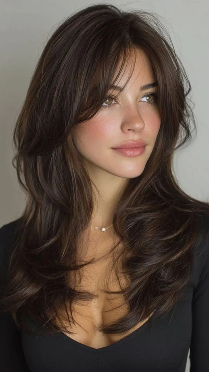 A refined hairstyle achieved with hairstyling.