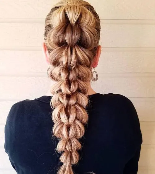 Hair prepared for an event using hair braiding.