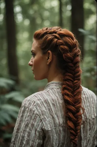 A stylish look completed with hair braiding.