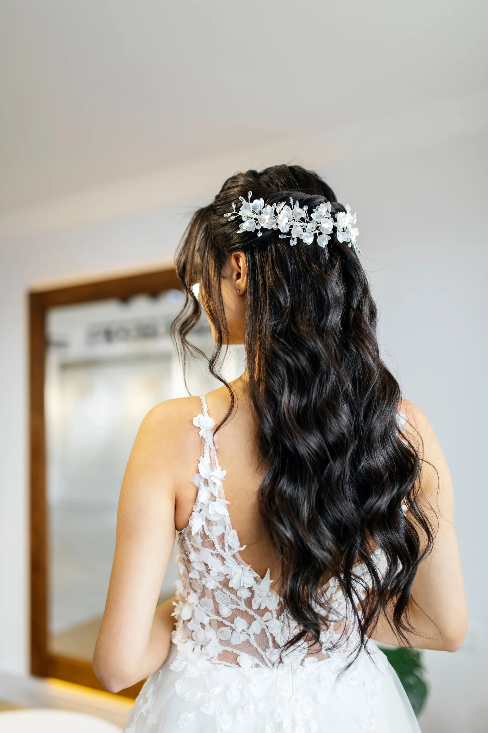 Professional styling using wedding hairstyles.