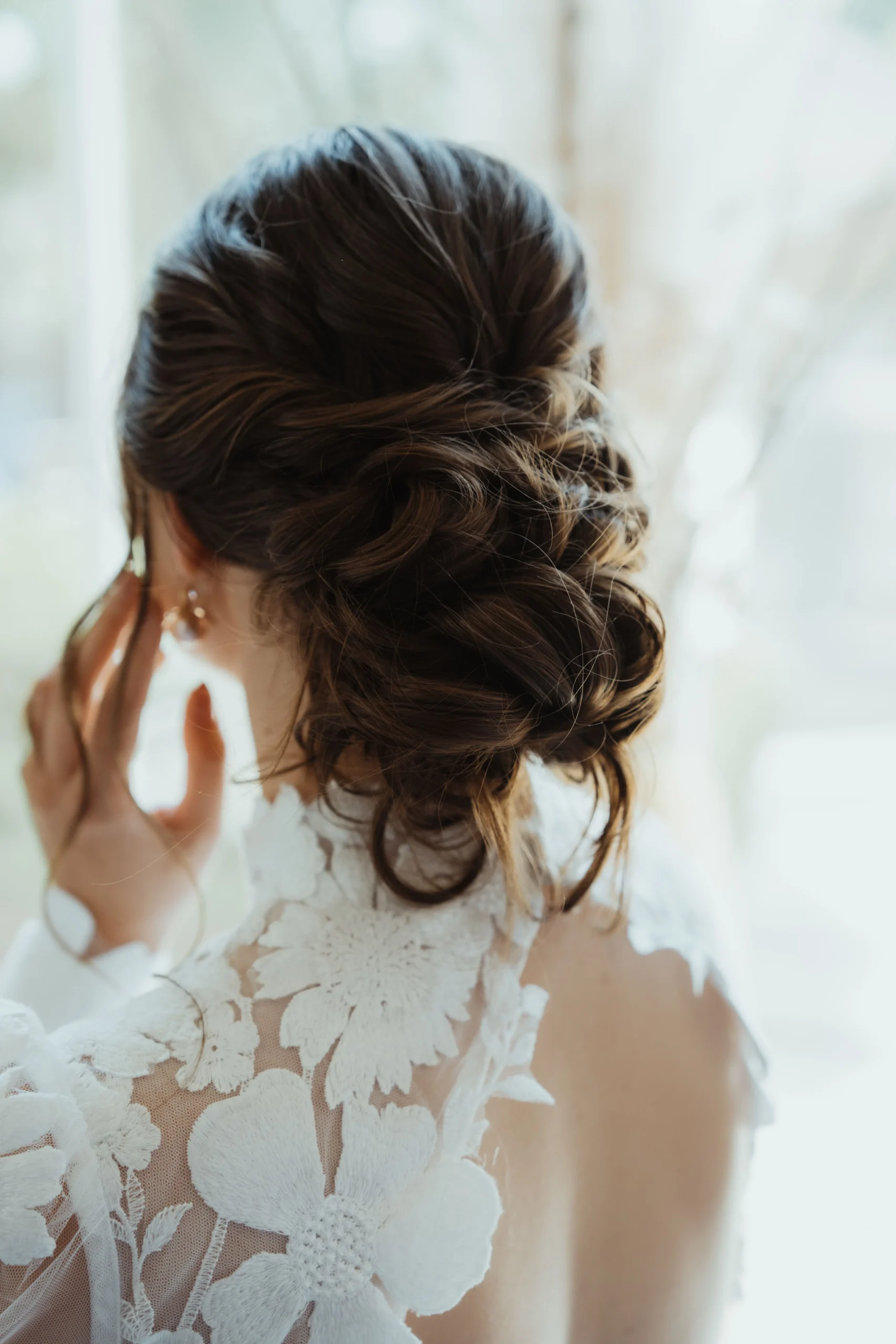 Hair prepared for an event with wedding hairstyles.