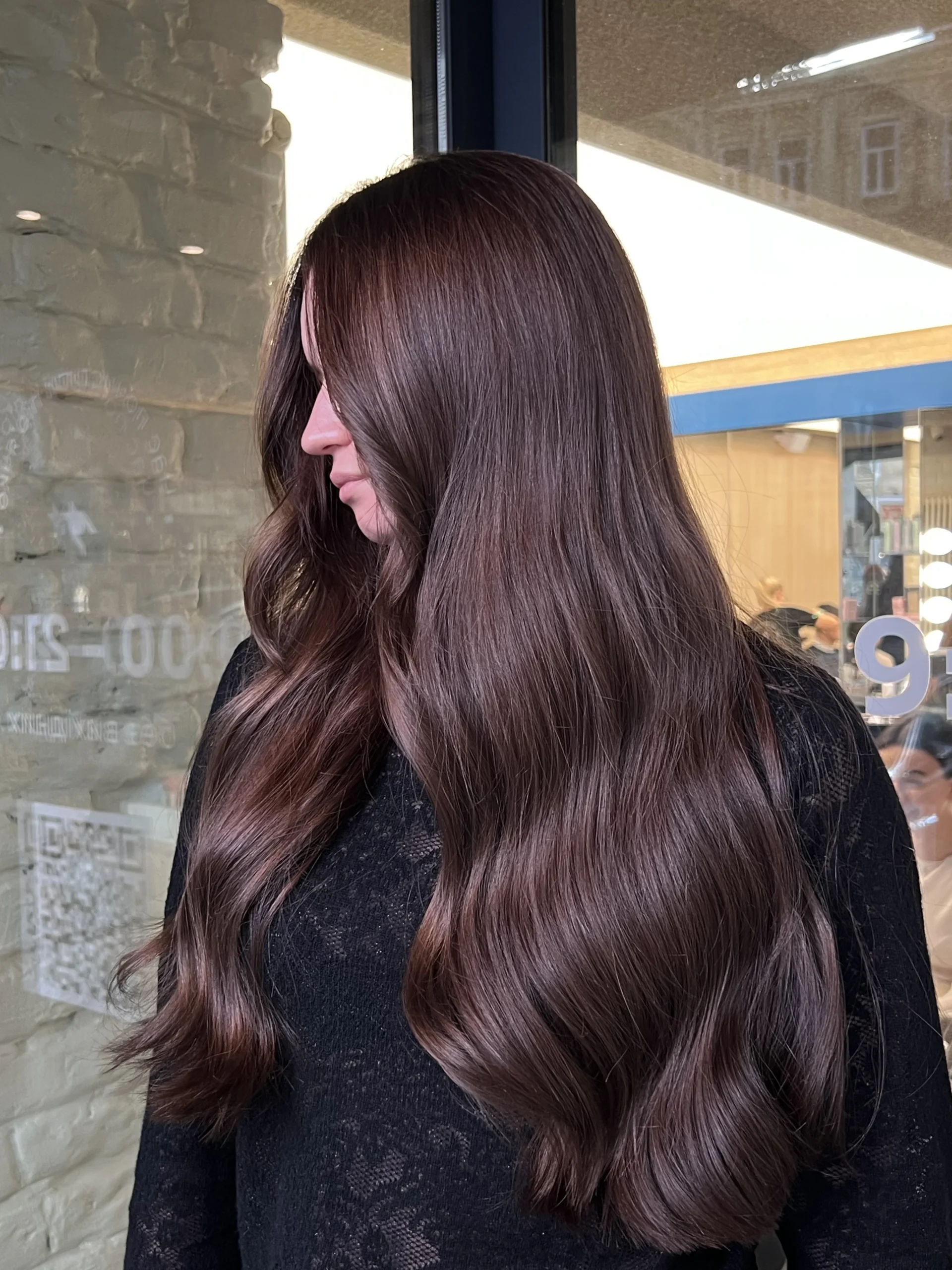 Beautifully refreshed hair after hair coloring services.