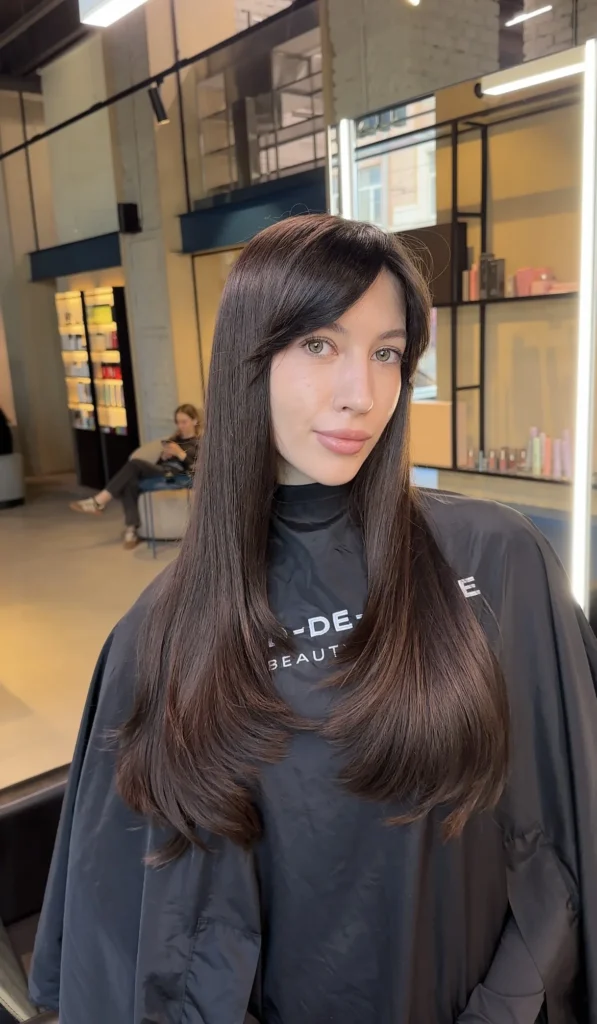 Curtain Bangs styled for a modern and effortless appearance.
