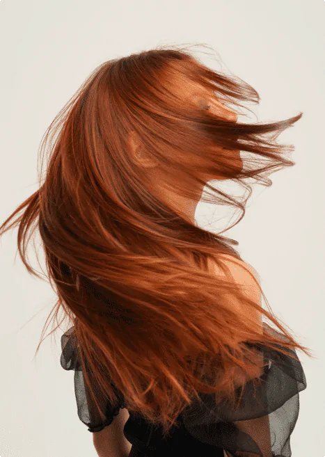 Copper Hair styled to highlight its natural shine.