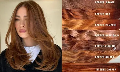 Copper Hair Colour Inspiration for a fresh and natural-looking hairstyle.